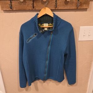 Title Nine Teal Zip Up Sweater Travel Size Large